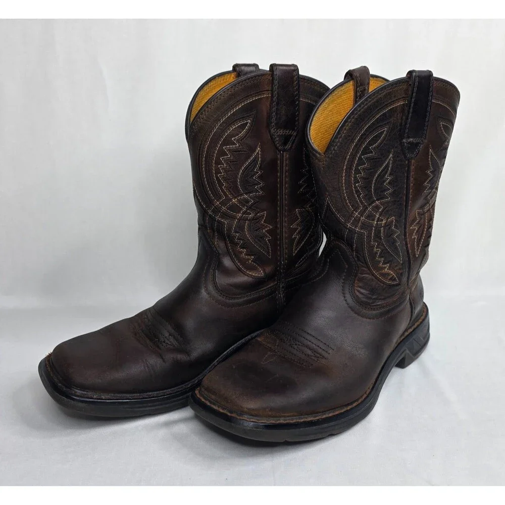 Ariat Kids WorkHog XT Coil Square Toe Western Work Boots Brown Leather Size 2